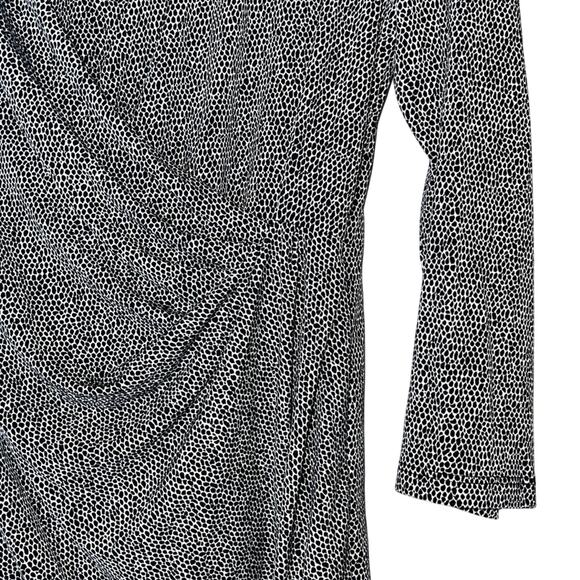 SALE!! Calvin Klein Black & White Giraffe Print Mock-Wrap Blouse, Size S - Picture 3 of 4